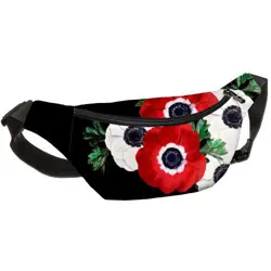 Ledvinka BUMBAG  Červené a bílé květy 